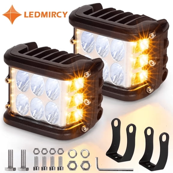 LEDMIRCY Side Shooter 4" 60W Waterproof Spot Flood LED Light Bar 2 Pcs for ATV UTV Truck off road
