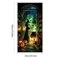 thumbnail image 3 of Halloween Door Cover, Spooky Witch Beside Magic Window Door Curtain 35.43x70.87in, Reusable Polyester Hanging Backdrop Banner, Indoor and Outdoor Wall & Front Door Decor for Theme Party, 3 of 6