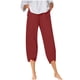 thumbnail image 2 of ICHUANYI Clearance Fashion Women Summer Casual Loose Pockest Elastic Waist Trousers Capris Pants(Red, M) ICHUANYI WER2023080905240, 2 of 5