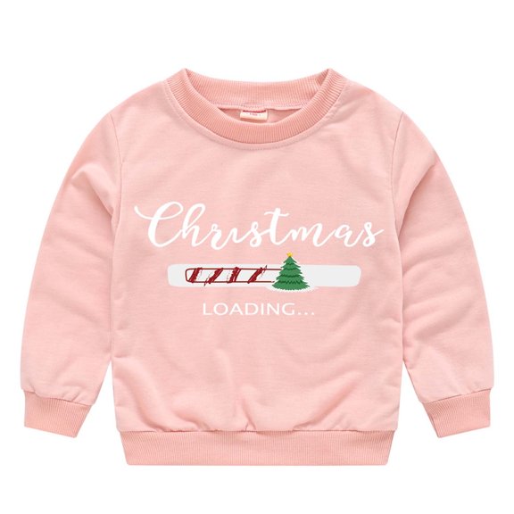 Lilgiuy Autumn Winter Baby Boys Girls Christmas Cartoon Print Round Neck Pullover Sweatshirt