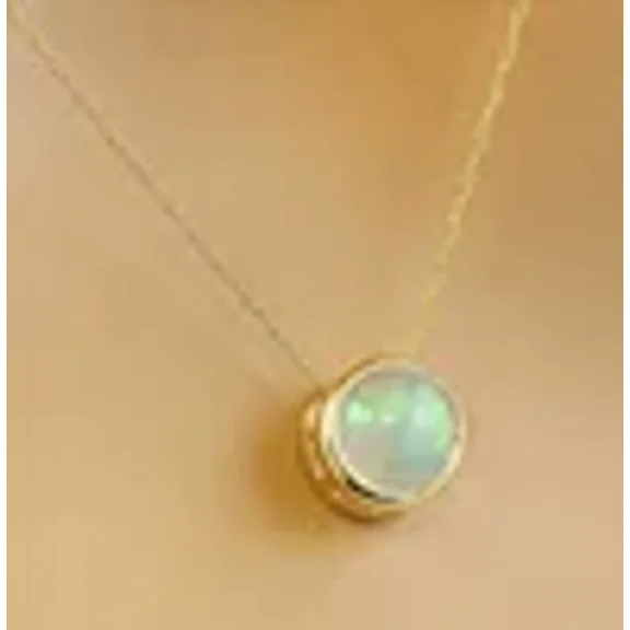 1.50CT Round Cut Lab-Created Fire Opal Solitaire Pendant 14K Yellow Gold Finish