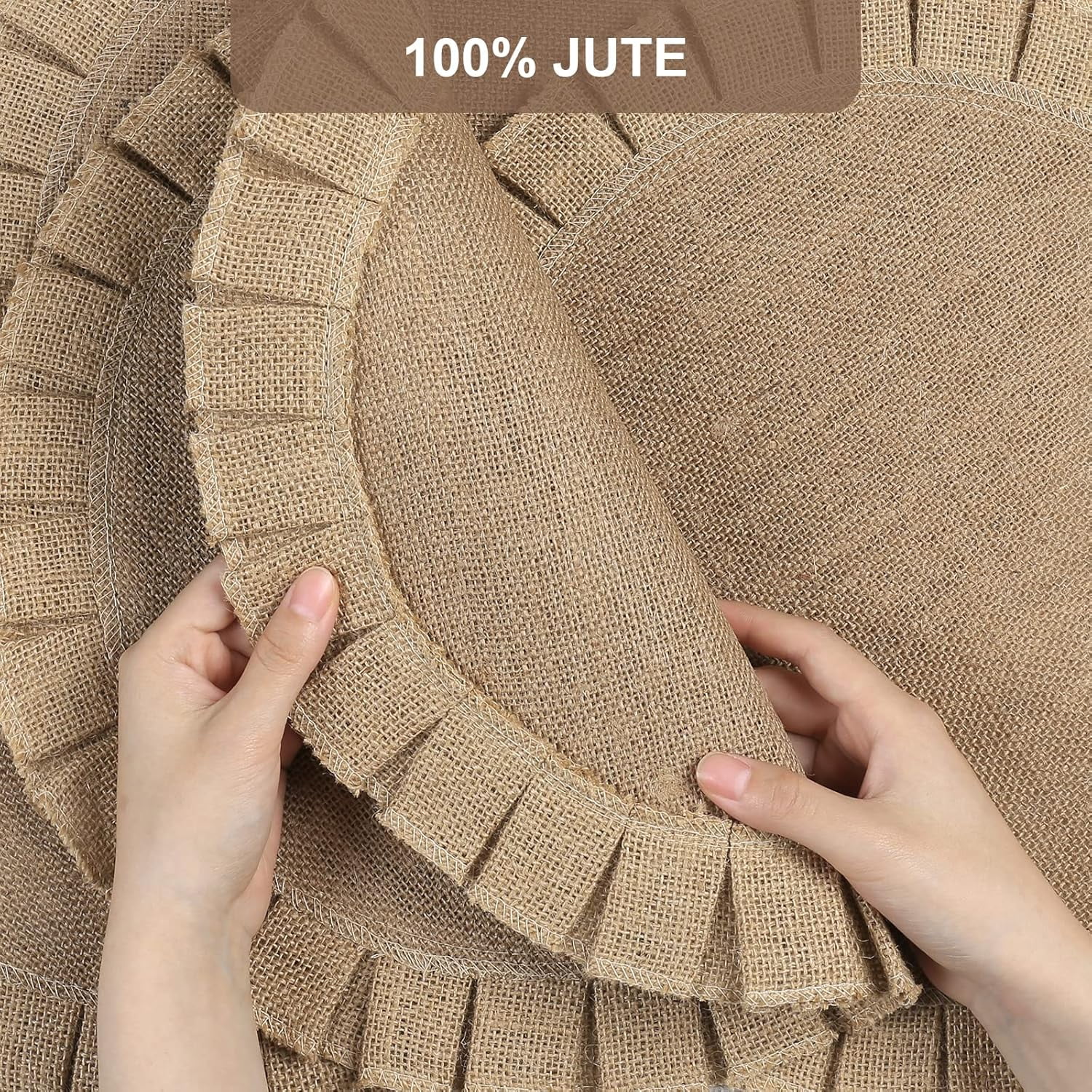 CAILDANL Round Burlap Placemats Set of 12 Jute Rustic Place Mats for Dining Tables Heat Resistant Natural Farmhouse Table Mats Decor for (Brown lace)