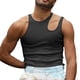 thumbnail image 1 of Camisa hueca con hombros sin mangas, chaleco irregular de color puro, camiseta amigable con la piel para hombres, 1 of 6