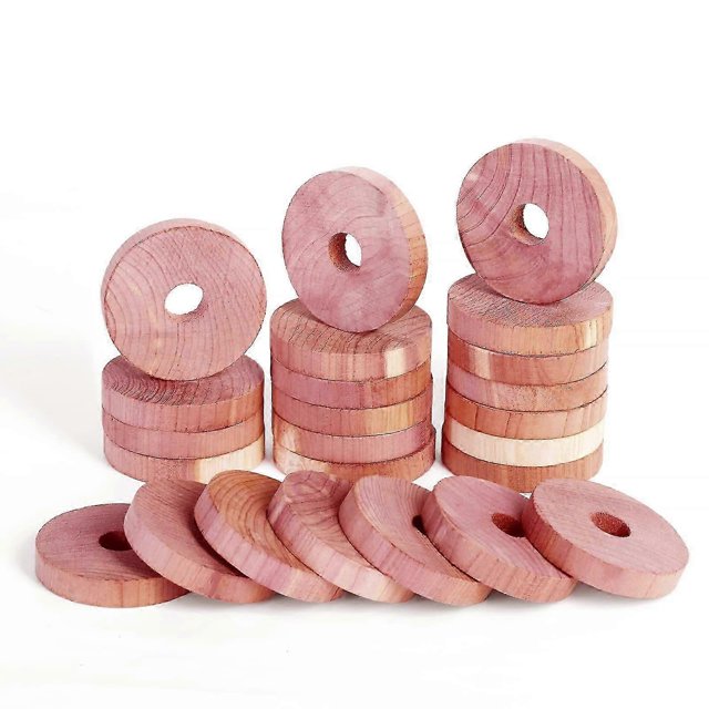 24-Pack Cedar Rings for Hangers, Cedar Blocks for Clothing Storage, Natural Aromatic Cedar Wood for Wardrobes and Drawers