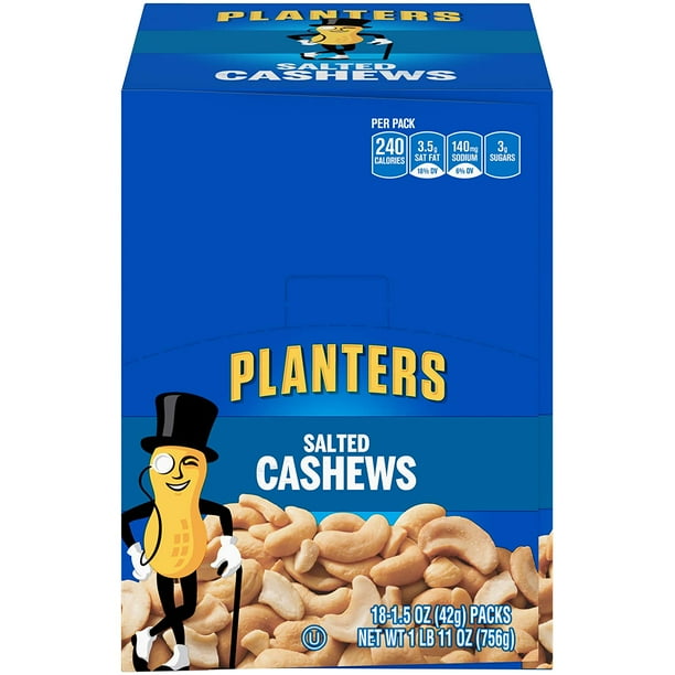 PLANTERS Salted Cashews, 1.5 oz. Bags (18 Pack) Individually Packed