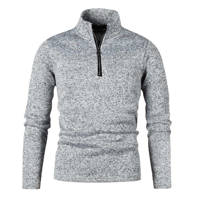 pstuiky camisetas de manga larga para hombre, Suéter de manga larga con cuello alto y cremallera de color liso para hombre camisetas de hombre m