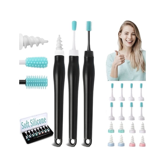 Q Grips Ear Wax Remover Kit with Soft Silicone Spiral Tips & Cleaning Brushes – Reusable Ear Cleaning Tool with Replacement Heads