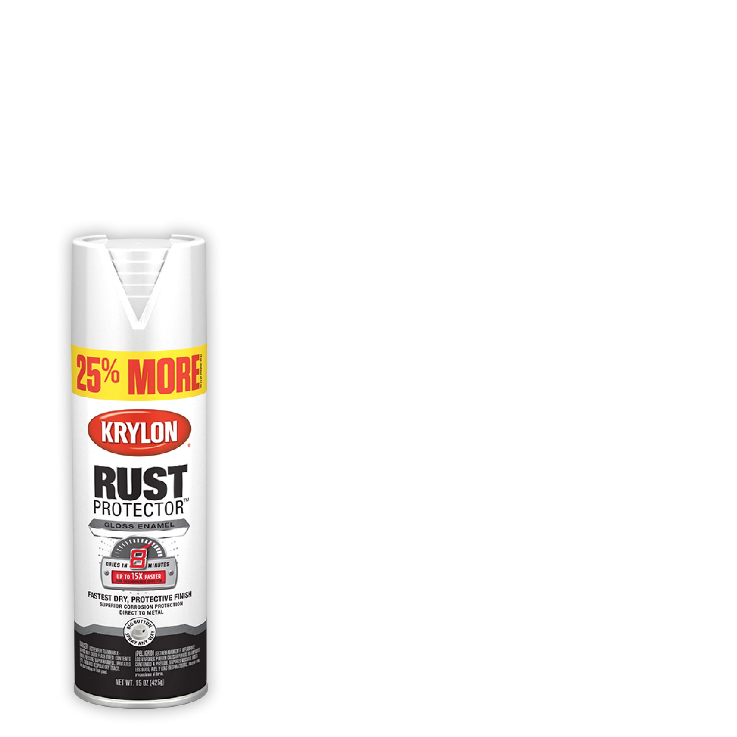 Krylon Rust Protector Enamel Spray Paint, Gloss, White, 12 oz.