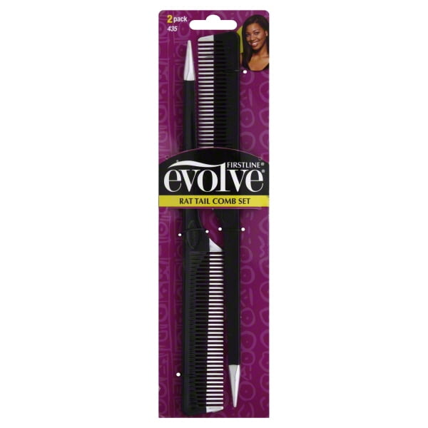 Firstline evolve Wide Tooth Rat Tail Comb, 2 Pack