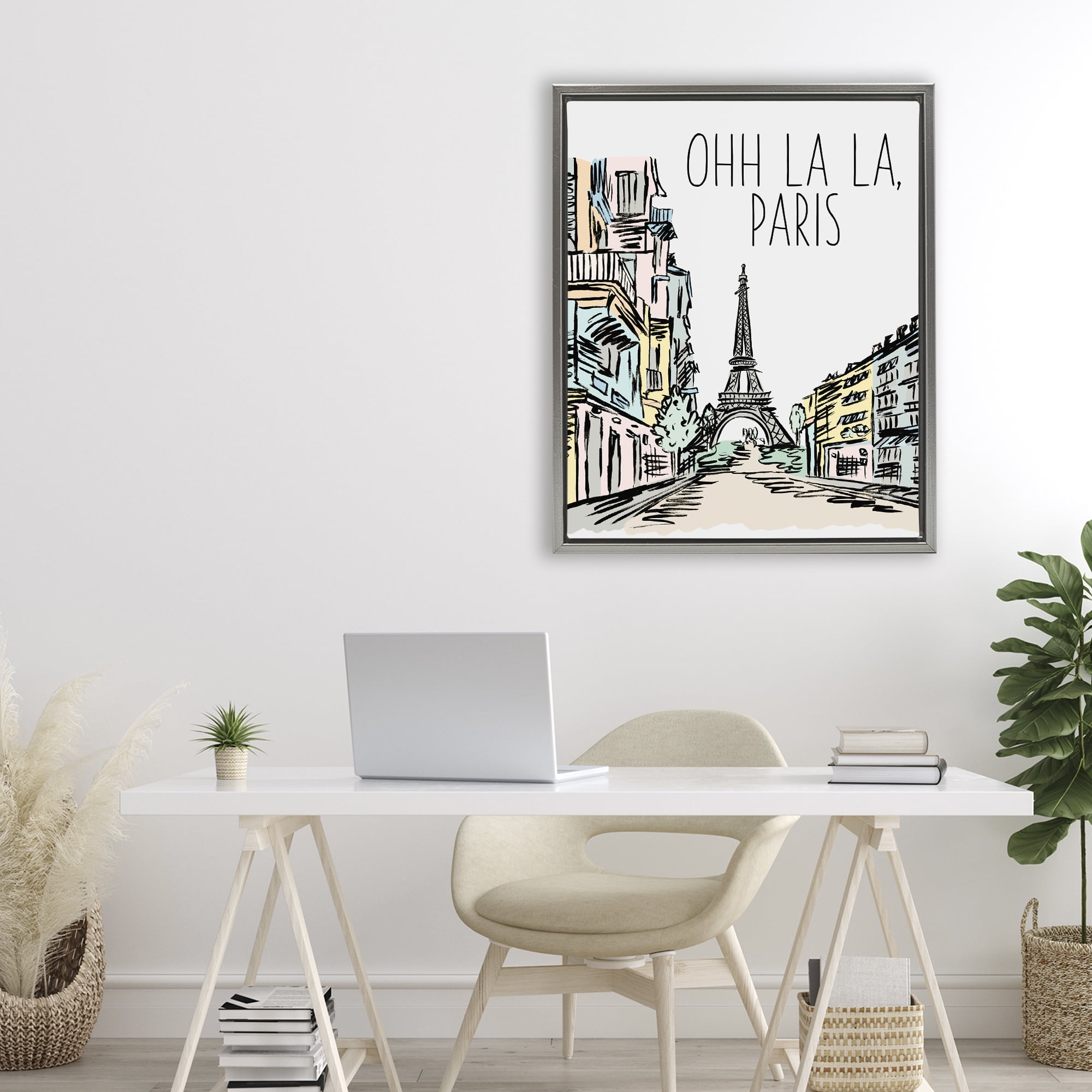 Stupell Industries Ohh La La Paris Gray Framed Floater Canvas Wall Art, design by Elizabeth Medley