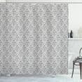 thumbnail image 1 of Ambesonne Victorian Shower Curtain, Hatched Curlicue Motif, 69"Wx75"L, Dark Blue Grey Pale Blue, 1 of 3