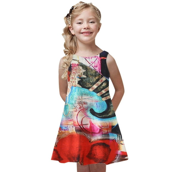 Aayomet Fall Dresses For Girls Girls Ruffle Trim Dress Print and Solid Color A-line Swing Flared Belted Casual Party Dress with Zipper,Red 4-5 Years