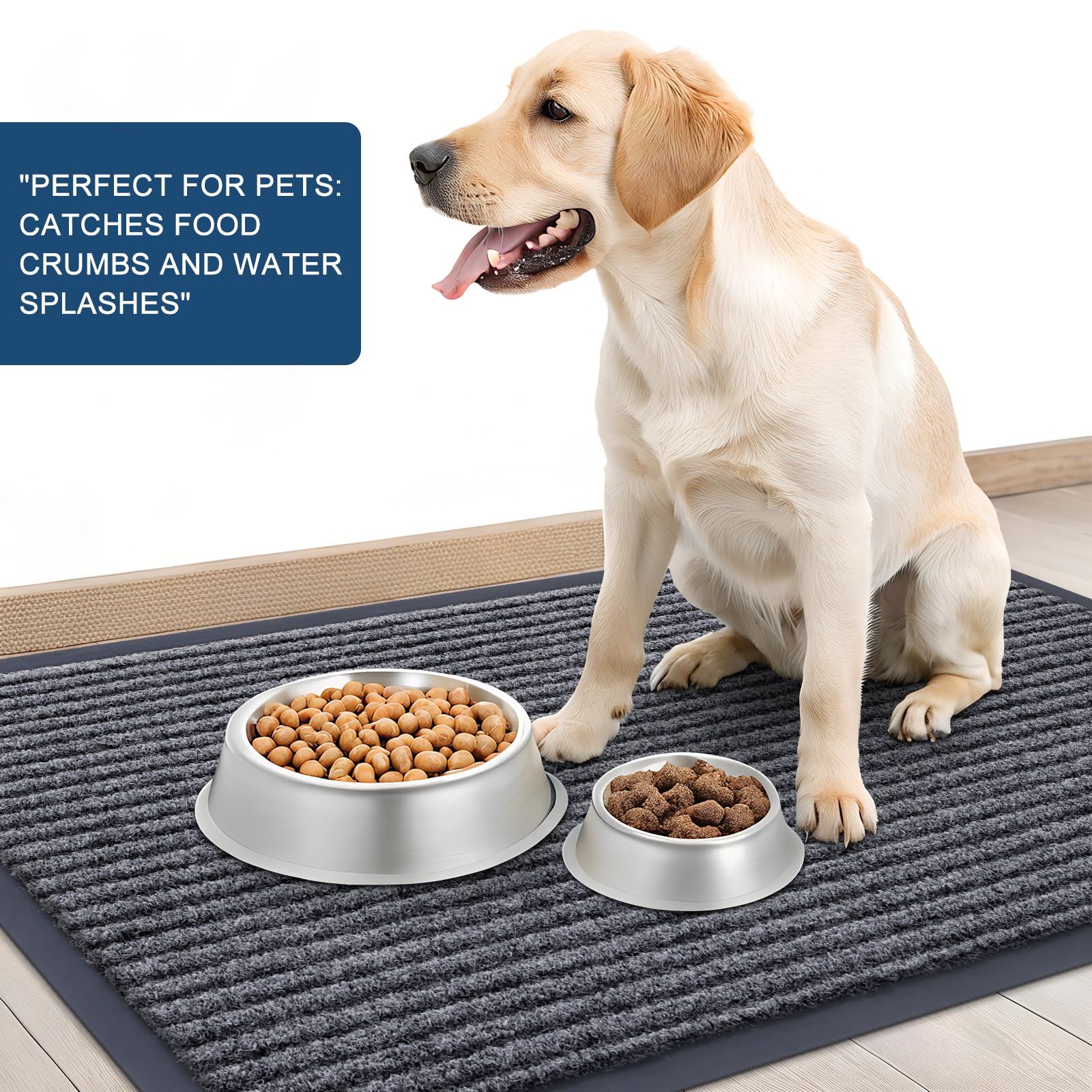 Front Door Mat Indoor Outdoor Entrance  2-pack 29.5 X 17 Inch Waterproof Heavy Duty Doormat Fade Resistant Low Profile Easy Clean Patio Porch Welcome Floor Mats For Entry Grey