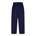 thumbnail image 3 of Summer Pants for Women Solid Color Stretchy Capri Leggings Low Waist Pocketed Athletic Pants Womens Dress Tall Bend over Tall Formal Soccer Comfy Baggy Women Casual Comfy for Navy S, 3 of 7
