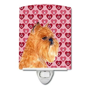 Caroline's Treasures SS4494CNL Brussels Griffon Hearts Love and Valentine's Day Portrait Ceramic Night Light, 6x4x3",
