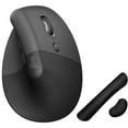 thumbnail image 3 of Logitech Core 910-006466 Ergo Series LIFT Vertical Ergonomic Wireless Mouse Bluetooth/USB Graphite Bundle with Deco Essentials Keyboard and Mouse Gel Memory Foam Wrist Pads, 3 of 11