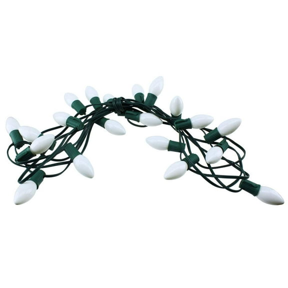 LITE-WAY Holiday Indoor/Outdoor String Lights, 25’ Pro-Series, Commercial Grade Light String with Light Bulbs, 25 C9 Light Bulbs Included (White)