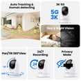 thumbnail image 5 of WANSVIEW 2.4G&5G WiFi Indoor Camera, 3K Cameras for Home Security, 360°Security Camera for Baby monitor/Pet camera with Auto Tracking & 24/7 Recording, 5 of 9