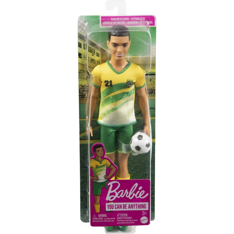 Barbie Ken Soccer Doll in 21 Uniform Cleats and Tall Socks with Short Hair Walmart