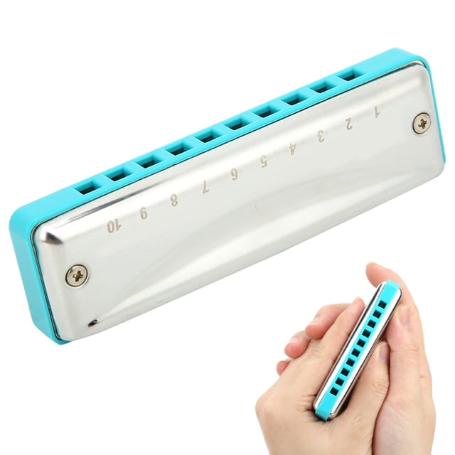 D Key Harmonica, Long Service Life Blues Harmonica, Compact Structure Waterproof Bendeis Harp for Musical Beginners White,Blue,Orange,Red,Black