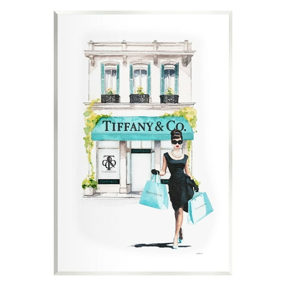 Stupell Industries Girl with Shopping Bags Town & City Painting Unframed Art Print Wall Art, 10 x 15