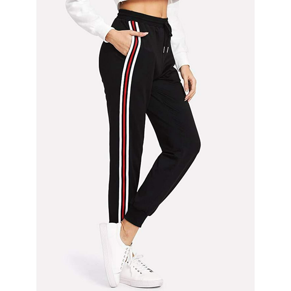 WISPR - Women's Drawstring Side Red And White Striped Sports Pants - Walmart.com - Walmart.com