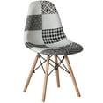 thumbnail image 1 of Modern Fabric Patchwork Chair with Wooden Legs for Kitchen, Dining Room, Entryway, Living Room, Single, 1 of 7