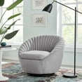 thumbnail image 2 of ArmTufted Chair Swivel Accent Tufted Chair, Black Grey Gray, Fabric, Modern Contemporary, Living Lounge Cafe Room Hotel Lobby Hospitality, 2 of 7