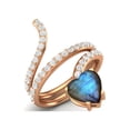 thumbnail image 2 of 7MM Heart Shape Wrap Bypass Ring Natural Labradorite 925 Silver Rose Vermeil Women Rings, 2 of 4