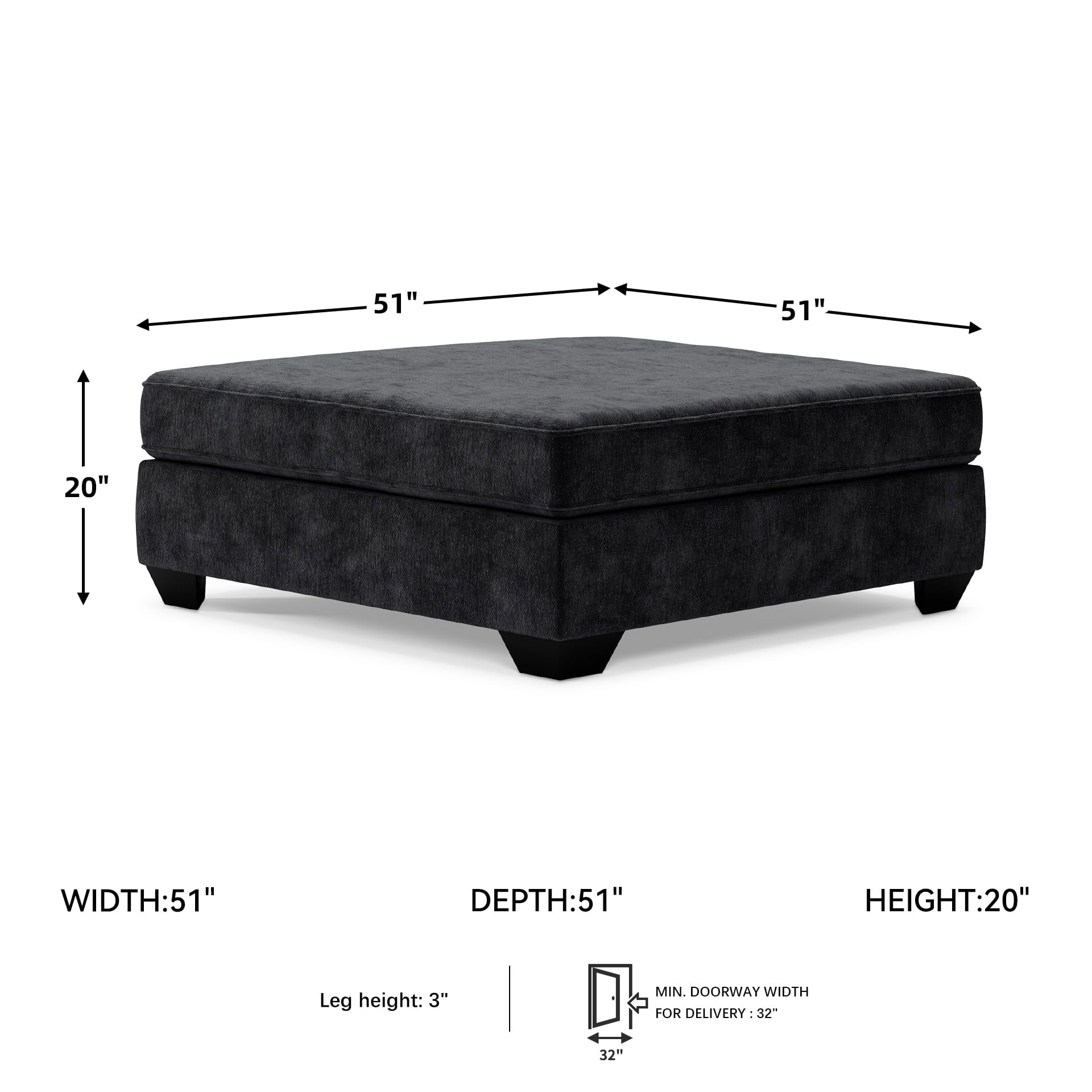Signature Design by Ashley Lavernett Oversized Fabric Accent Ottoman in Charcoal