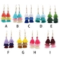 thumbnail image 3 of Sonducket 1 par de pendientes bohemios con borlas, colgantes coloridos para las orejas, árbol de Navidad, borlas de 3 capas, accesorios Hippie, Ropa, zapatos y accesorios Miscelánea Vino rojo, 3 of 6