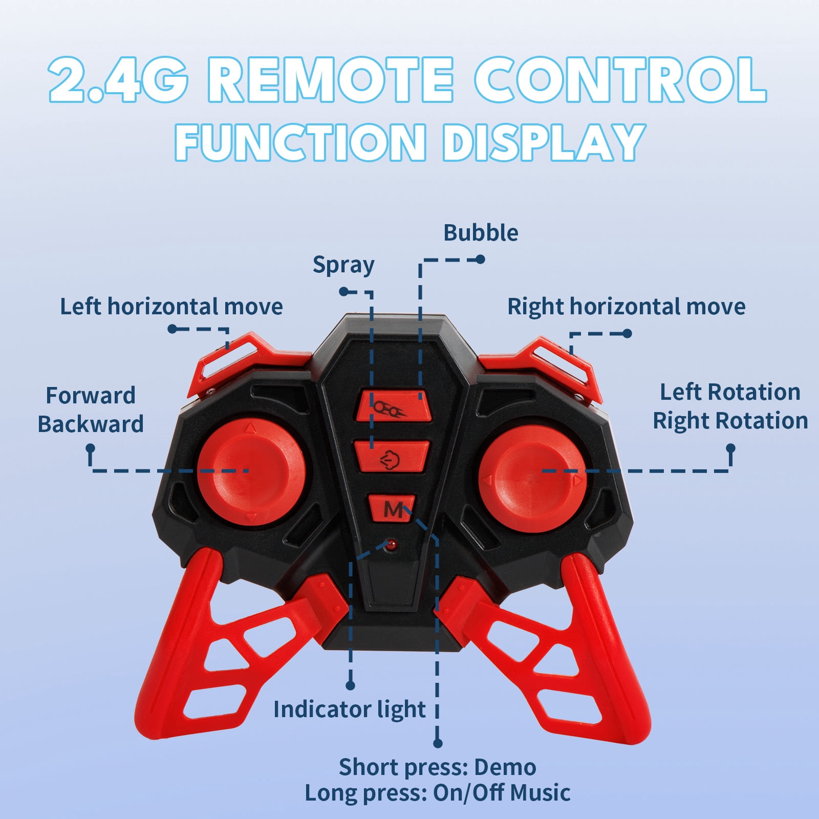 Kivdit Remote Control Car,2.4GHz RC Cars with Spray & Bubble,4WD RC Truck with 360° Rotation,Lights & Music,Toy Gifts for Kids Boys Girls,White