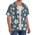 thumbnail image 4 of Fotbe Blue Flower print Short Sleeve Button Down Shirts for Men Casual Summer Beach Wrinkle Free Shirt-4X-Large, 4 of 7