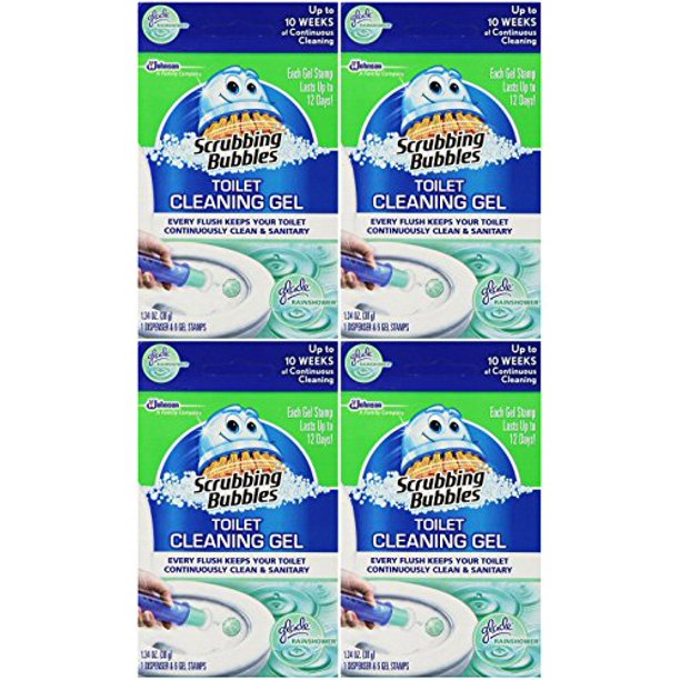 Scrubbing Bubbles Glade Rainshower Toilet Cleaning Gel, 4 Dispensers