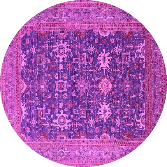 Ahgly Company Indoor Round Oriental Pink Traditional Area Rugs, 5' Round