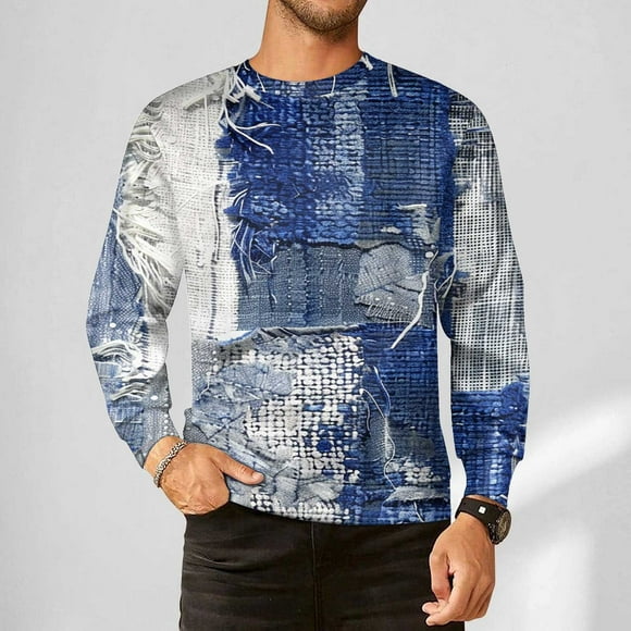 Handshe Chandail à Manches Longues pour Hommes, Haut Mode Urbaine Graphique Surdimensionné, Chandail Ample Décontracté pour Mode Urbaine, Grande Taille
