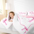 thumbnail image 6 of Feelyou Cute Watercolor Bow Bedding Comforter Set for Child, Kawaii Bowknot Stars Pink Twin Comforter Sets, Dreamy Princess Ribbon Reversible Bedding Set, Lightweight Room Decor, 2-Piece, 6 of 8