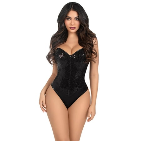 Sequin Bodysuit - Medium - Black