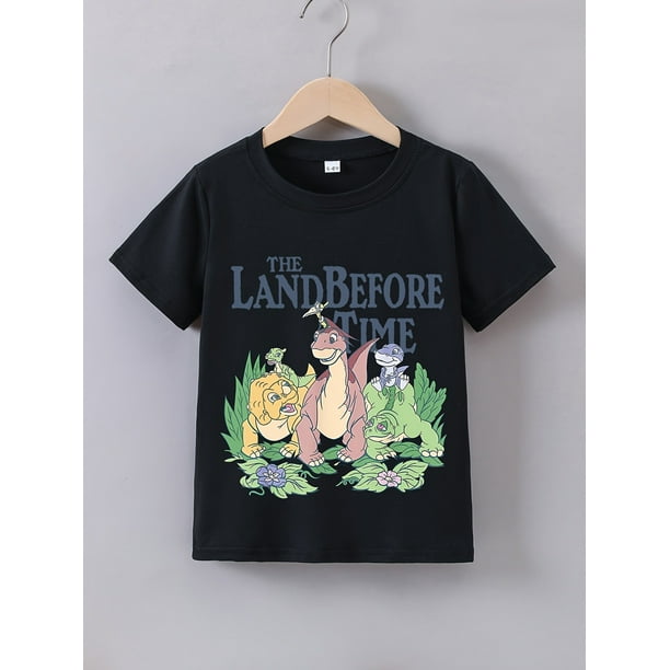 Boys Summer Short Sleeve Dinosaur Print T-shirt-Soft Cotton, round Neck, Cartoon Dinosaur Design, Lightweight and Comfortable, Suitable for Teenagers Casual Wear