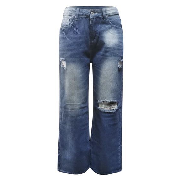Vedolay Baggy Jeans Women's Jeans High Waisted Straight Leg Denim Pants,Blue L