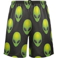 thumbnail image 2 of GZHJMY Men's Sleep Short – Cute Green Alien, Pajama Pants with Side Pockets Elastic Waistband Drawstring, Christmas New Year Birthday Gifts, Small, 2 of 7