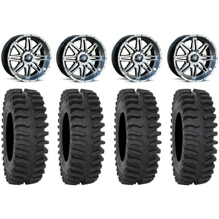 MSA Dark Tint Vibe 14 UTV Wheels 27 XT400 Tires Kawasaki Mule Pro FXT