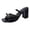 Black, variant on Women's Block Heels Lace Square Open Toe Sandals Comfortable Hollow out Slip on Sexy High Mules Casual Wedding Prom Party Dressy Shoes White Size 9.5