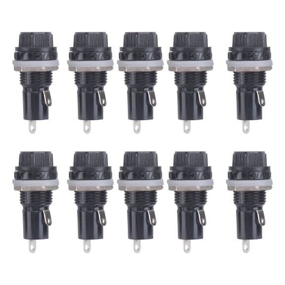 10Pcs 10A AC 250V 5mm x 20mm Panel Mounted Plastic Fuse Holder Socket