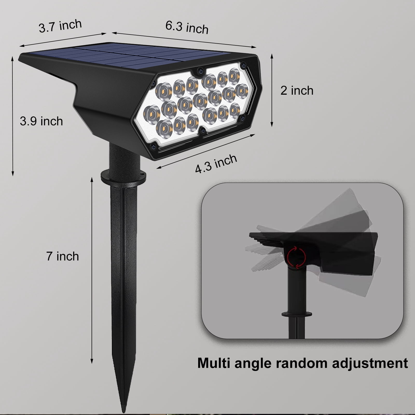 Solar Spot Light Outdoor , 19 Highlight LED Solar Landscape Spotlight, IP65 Waterproof Solar Spot Lights Outdoor for Garden Yard Driveway Walkway and Christmas Decoration (2 Pcak)