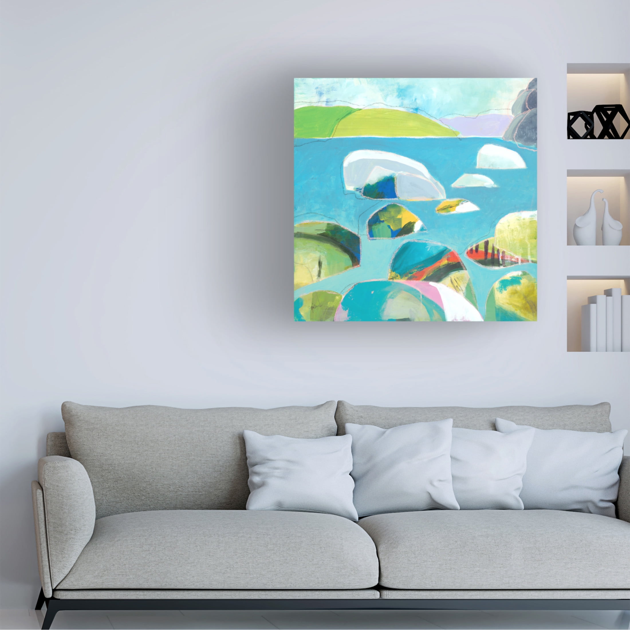 Canvas Wall Art - Jan Weiss 'Sand Harbor Lake Tahoe 3' Wall Art for Living Room, Bedroom, or Office Décor by Trademark Fine Art - 18 x 18 Inches
