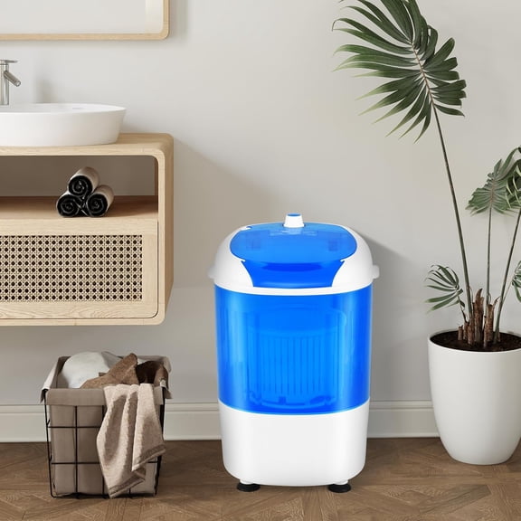 Portable Mini Washing Machine with Spin Dryer, Washing Capacity 5.5lbs, Electric Compact Machines  Design Energy Saving, Rotary Controller, Laundry Washer for Home Apartment RV, Blue