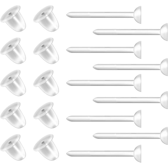 Zoizocp Clear Earrings, 3mm Plastic Earrings for Sensitive Ears, Fashion Jewelry, 100