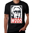 thumbnail image 3 of T-Shirt Homme à Imprimé Graphique WOO - T-Shirt Décontracté en Coton Noir avec Design WOO Blanc et Rouge, Manches Courtes, Col Rond - Idéal pour Activités Extérieures d'Été & Cadeaux, 3 of 4