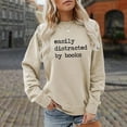 thumbnail image 4 of Easily Distracted By Books Sweatshirts for Women Long Sleeve Crewneck Book Lovers Reading Sweatshirt Pullover Tops, 4 of 5